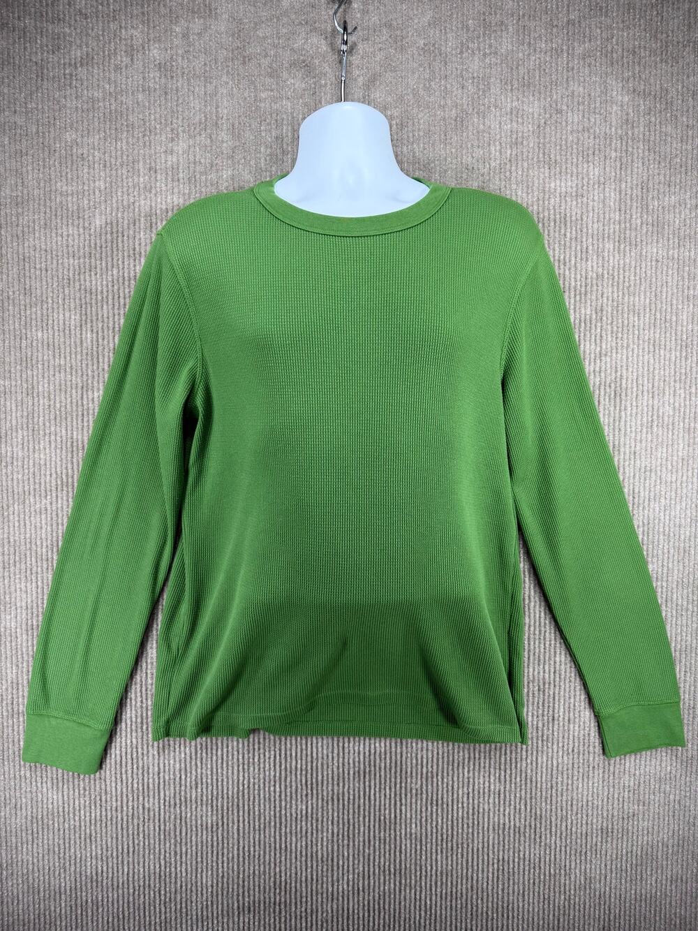 Gap Mens Large Saratoga Green Waffle Knit Thermal Crewneck Long Sleeve
